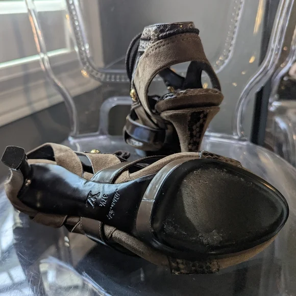 Brown Suede Python Heels - Picture 4 of 4